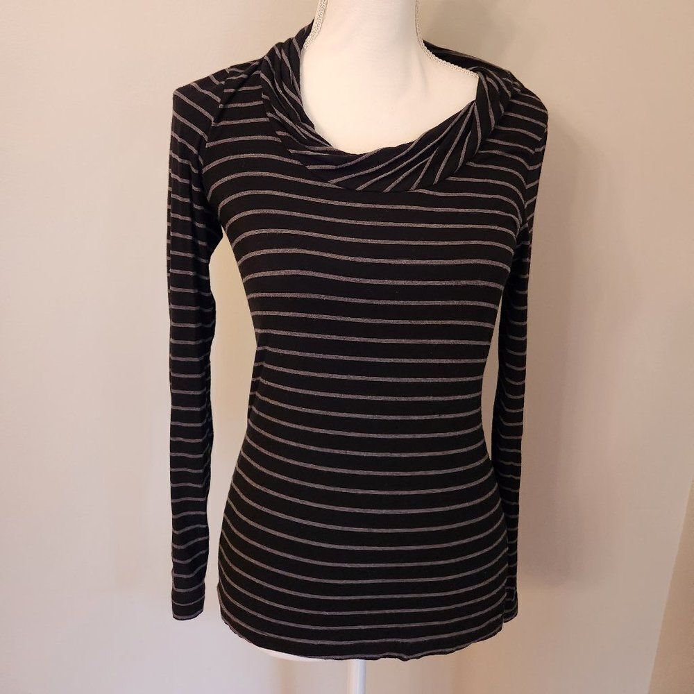 Banana Republic Black/Gray Striped Blouse